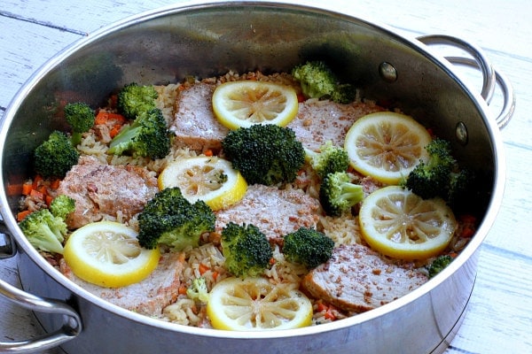 One Pot Applewood Smoked Pork and Rice Skillet Dinner