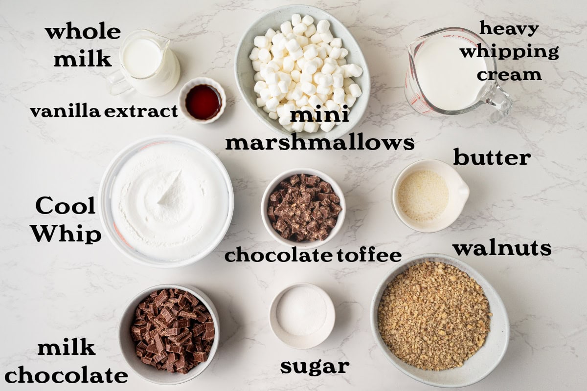 ingredients displayed for making candy bar pie