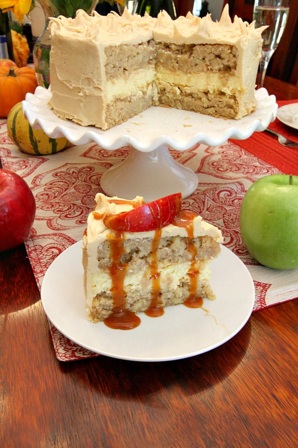 Caramel Apple Cheesecake Cake Recipe - RecipeGirl.com