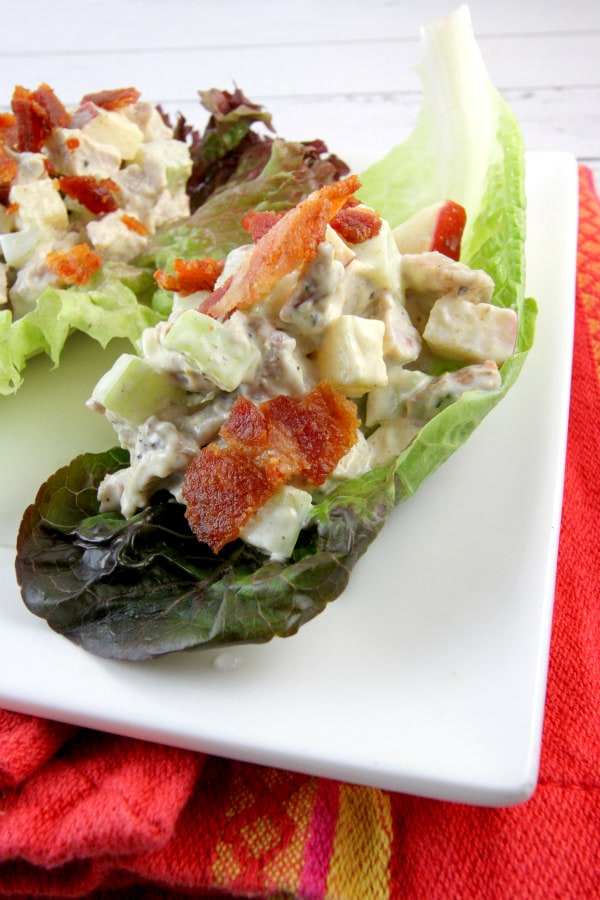 Curry Pork Lettuce Wraps with Bacon - from RecipeGirl.com