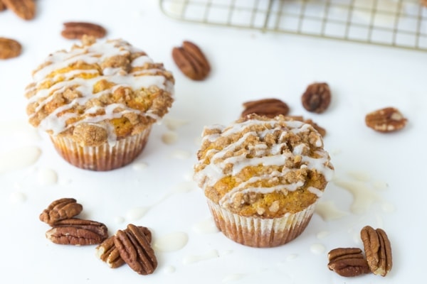 Two pumpkin Coffee Cake Muffins