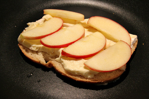 Making Brie Apple and Cranberry Grilled Cheese