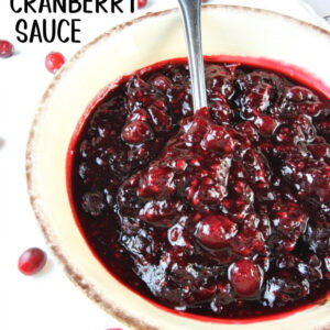 pinterest image for sherry triple berry cranberry sauce