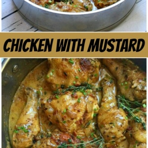 pinterest collage image for chicken with mustard