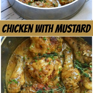 pinterest collage image for chicken with mustard