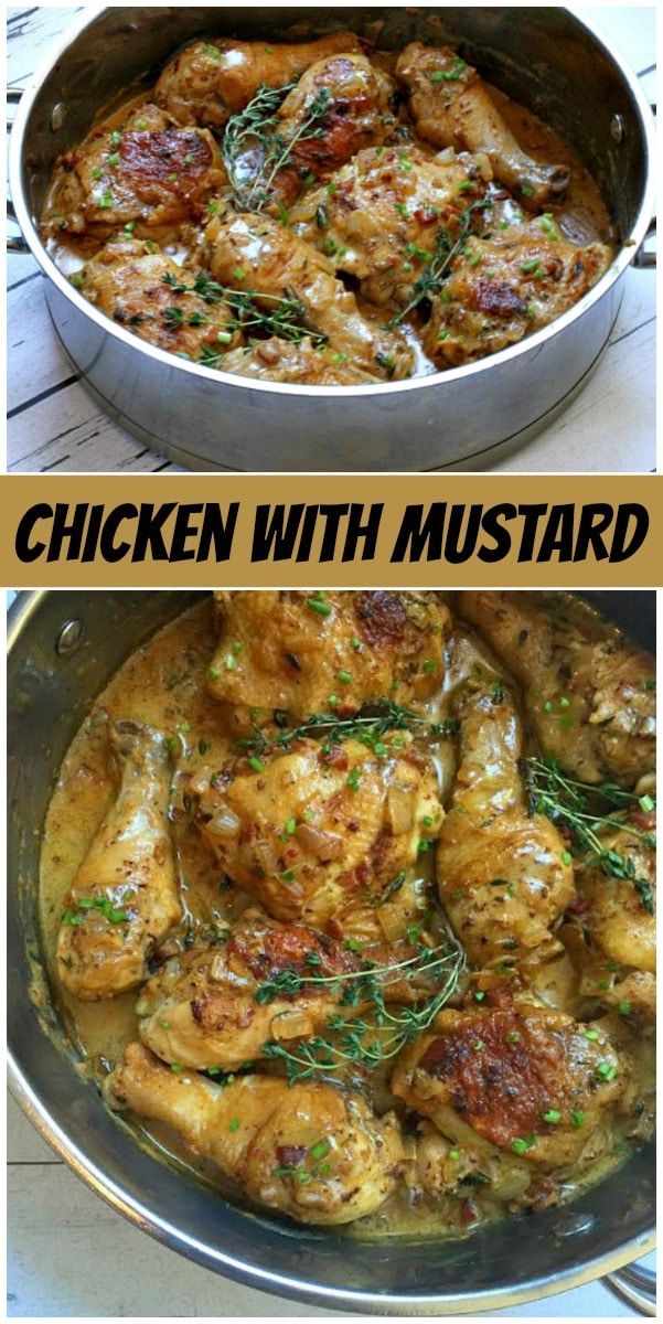 pinterest collage image for chicken with mustard