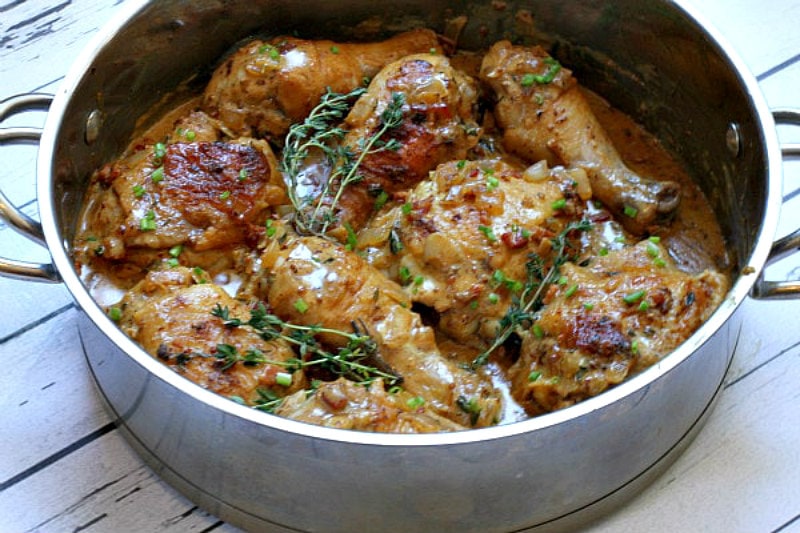 chicken with mustard in pan