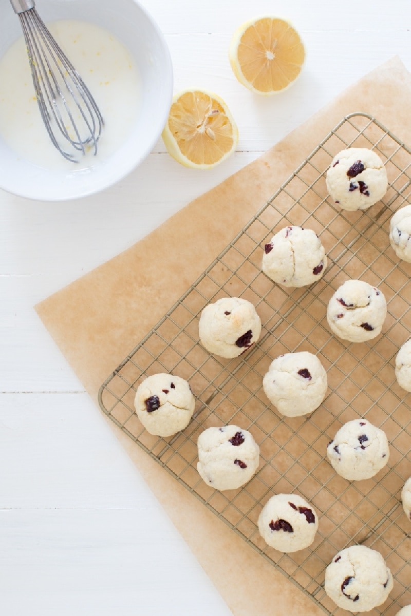 rolled cookies on a rack ready for glazing