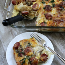 Egg Mushroom Kielbasa Bake