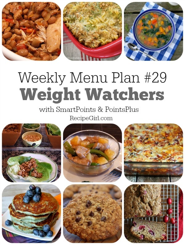 weekly menu plan 29 recipe girl weight watchers breakfasts menu