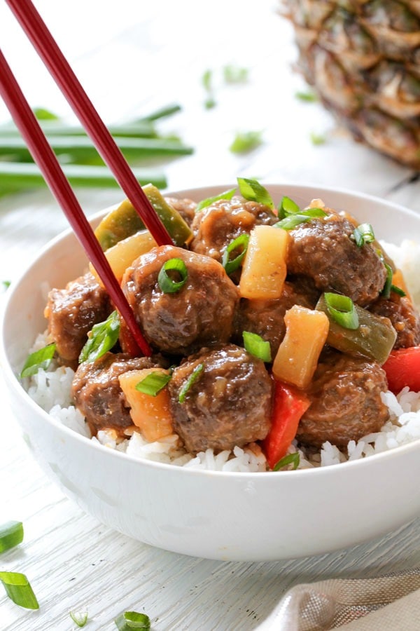 Slow Cooker Hawaiian Meatballs Recipe - RecipeGirl.com