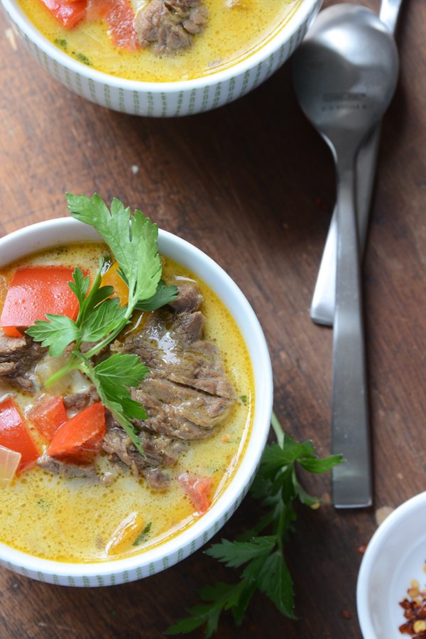 Thai Beef Coconut Curry Soup 