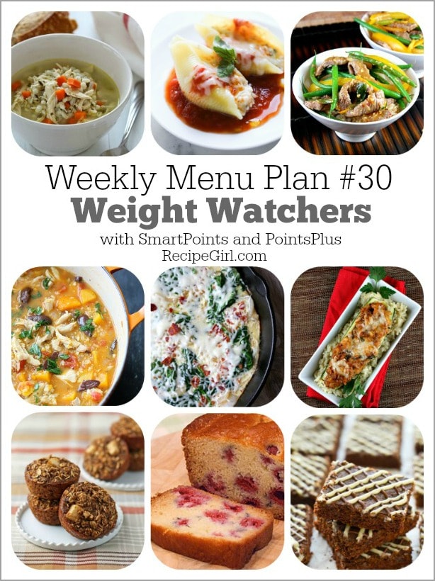 weekly menu plan 30 recipe girl weight watchers breakfasts menu