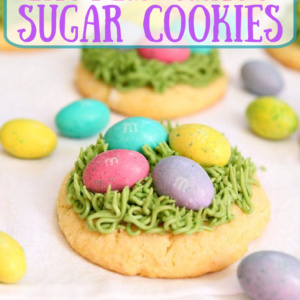 pinterest image for easter grass sugar cookies