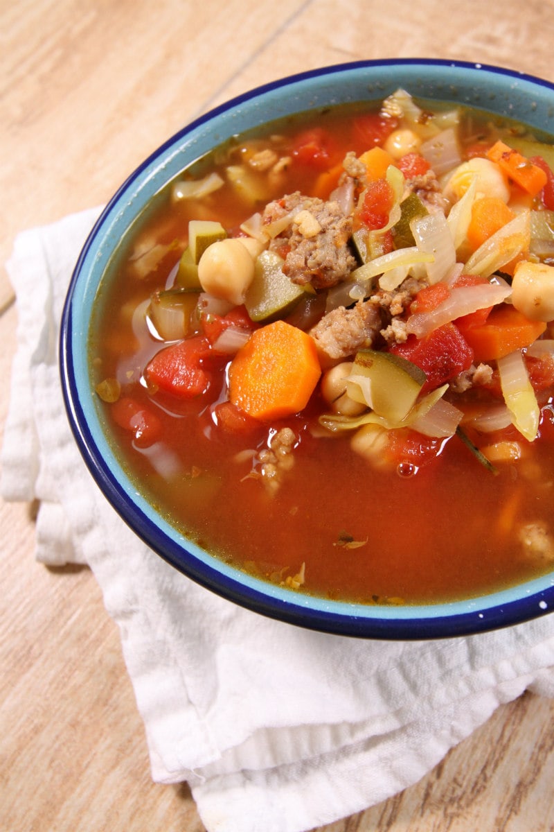 bowl of Italian Sausage Vegetable Soup