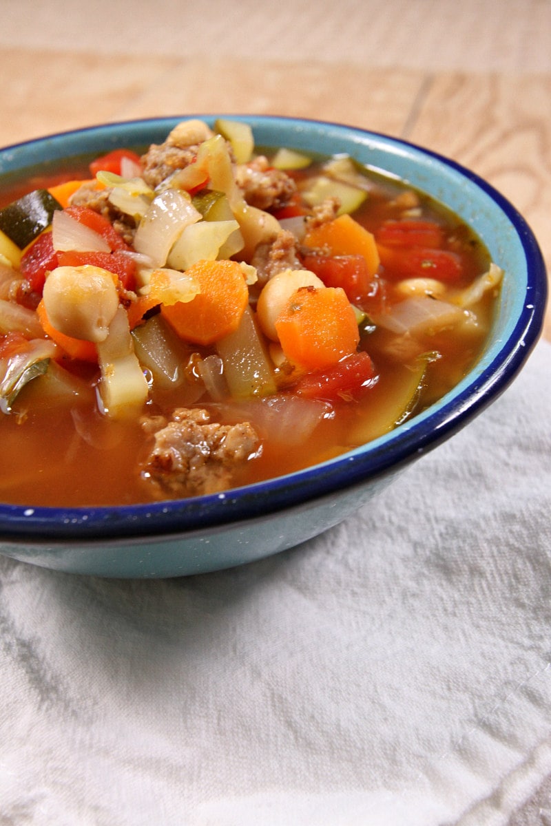 bowl of Italian Sausage Vegetable Soup