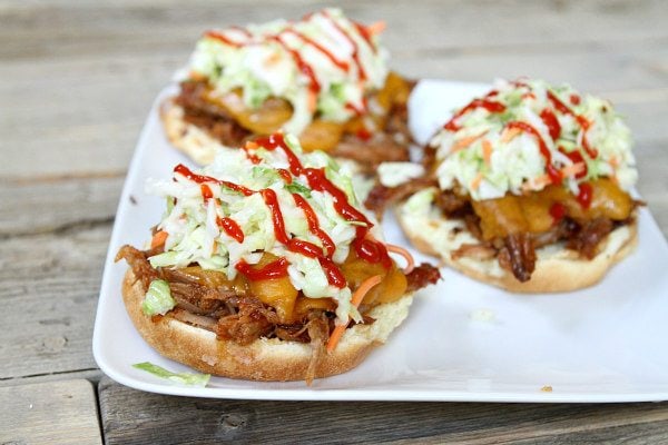 Pulled Pork sandwiches without bun top on