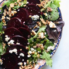 Roasted Beet Salad with Blue Cheese and Maple Balsamic Reduction