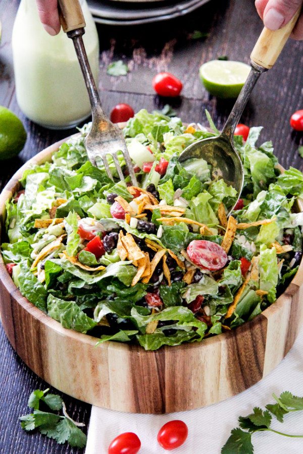 Southwest Salad with Avocado Dressing - RecipeGirl.com