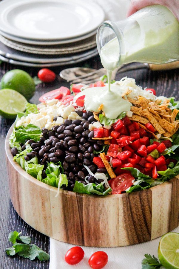 Southwest Salad with Avocado Dressing - RecipeGirl.com