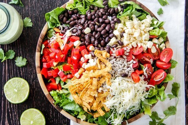 Southwest Salad with Avocado Dressing - recipe from RecipeGirl.com