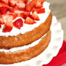 Strawberry Layer Cake with Cheesecake Frosting