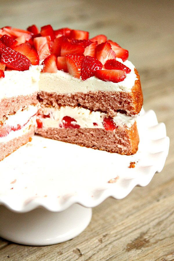 Strawberry Layer Cake Recipe - RecipeGirl.com