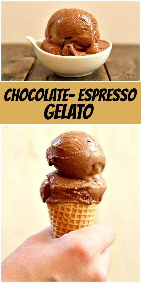 pinterest collage image for chocolate espresso gelato