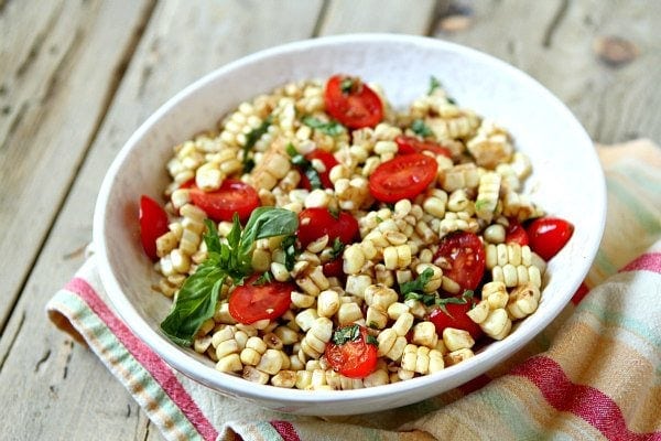 Fresh Corn and Tomato Salad with Balsamic Basil Dressing