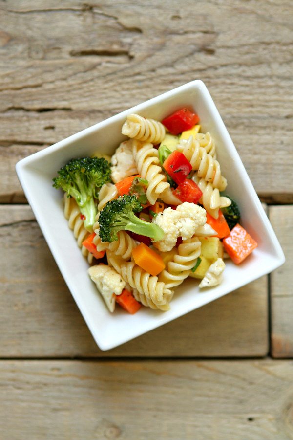 single serving of Summer Vegetable Pasta Salad 