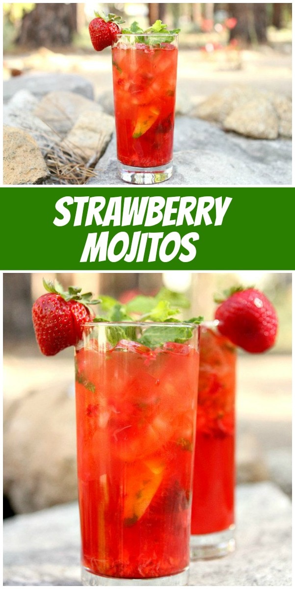 pinterest collage image for strawberry mojitos