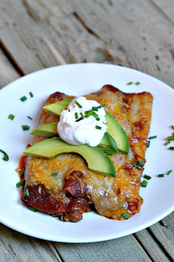 Beef and Cheese Enchiladas on a plate