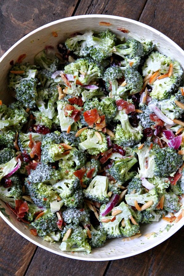 Cranberry Almond Broccoli Salad Recipe - from RecipeGirl.com