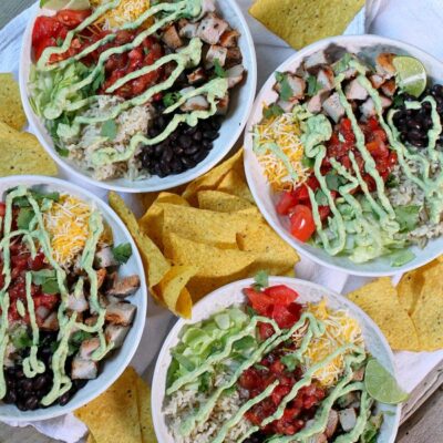 grilled pork burrito bowls