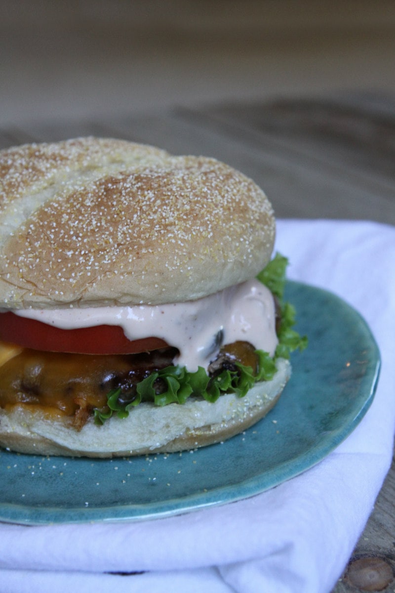 Burger with Best Burger Sauce Recipe on it
