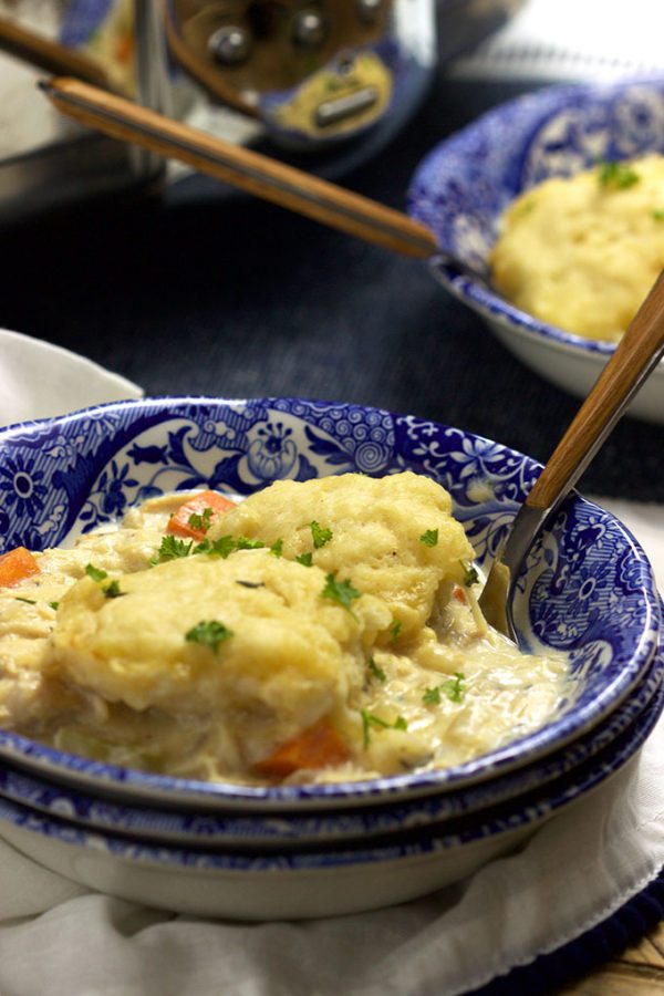 serving of Slow Cooker Chicken and Dumplings