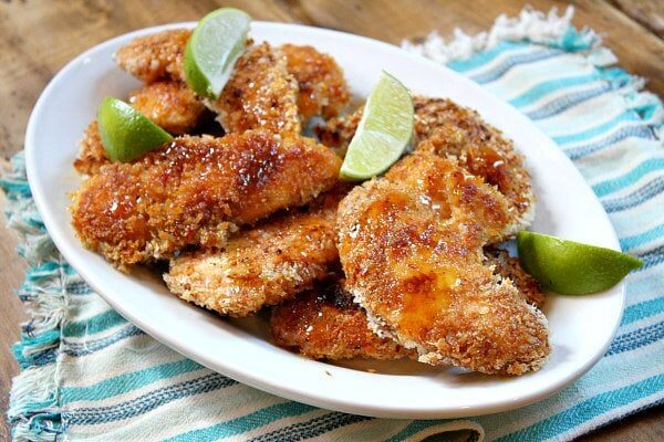 Crunchy Honey Lime Chicken Recipe - from RecipeGirl.com