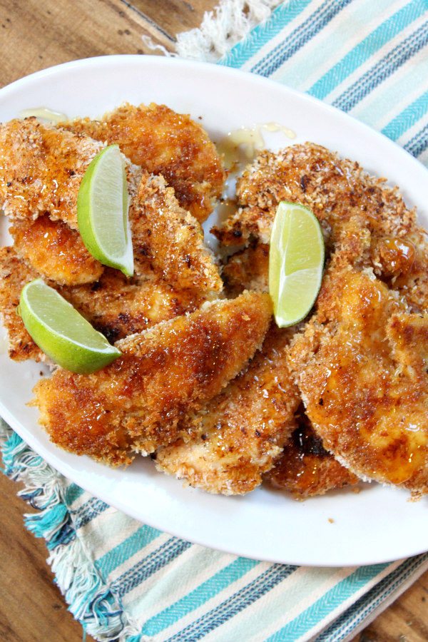 Crunchy Honey Lime Chicken Recipe - from RecipeGirl.com