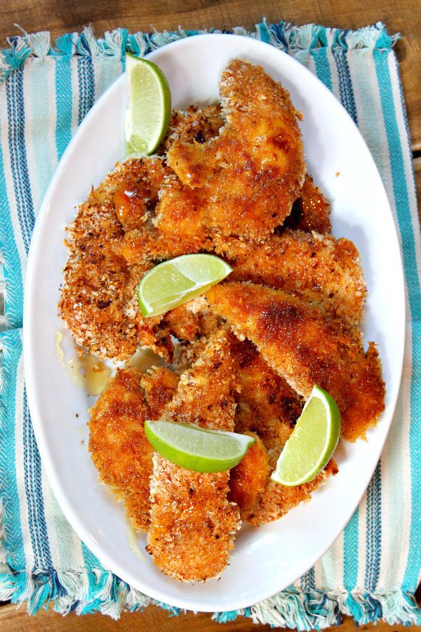 Crunchy Honey Lime Chicken Recipe - from RecipeGirl.com