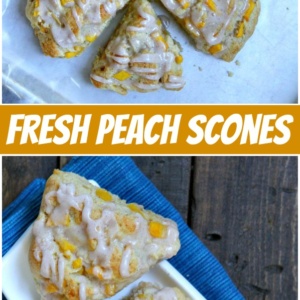 pinterest collage image for fresh peach scones