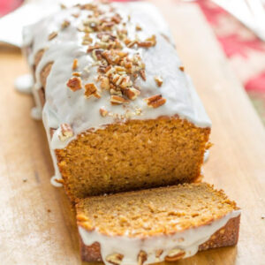 pinterest image for pumpkin loaf cake