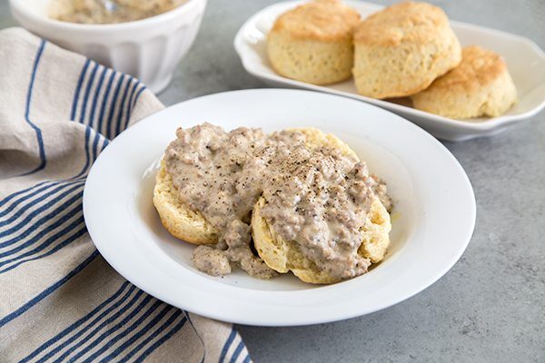Easy Biscuits and Gravy recipe - from RecipeGirl.com