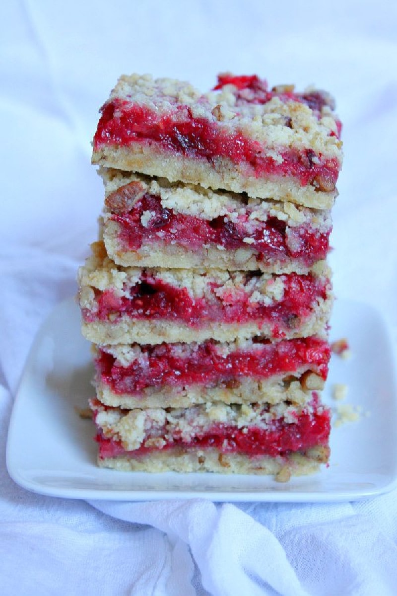 stack of cran apple raspberry bars