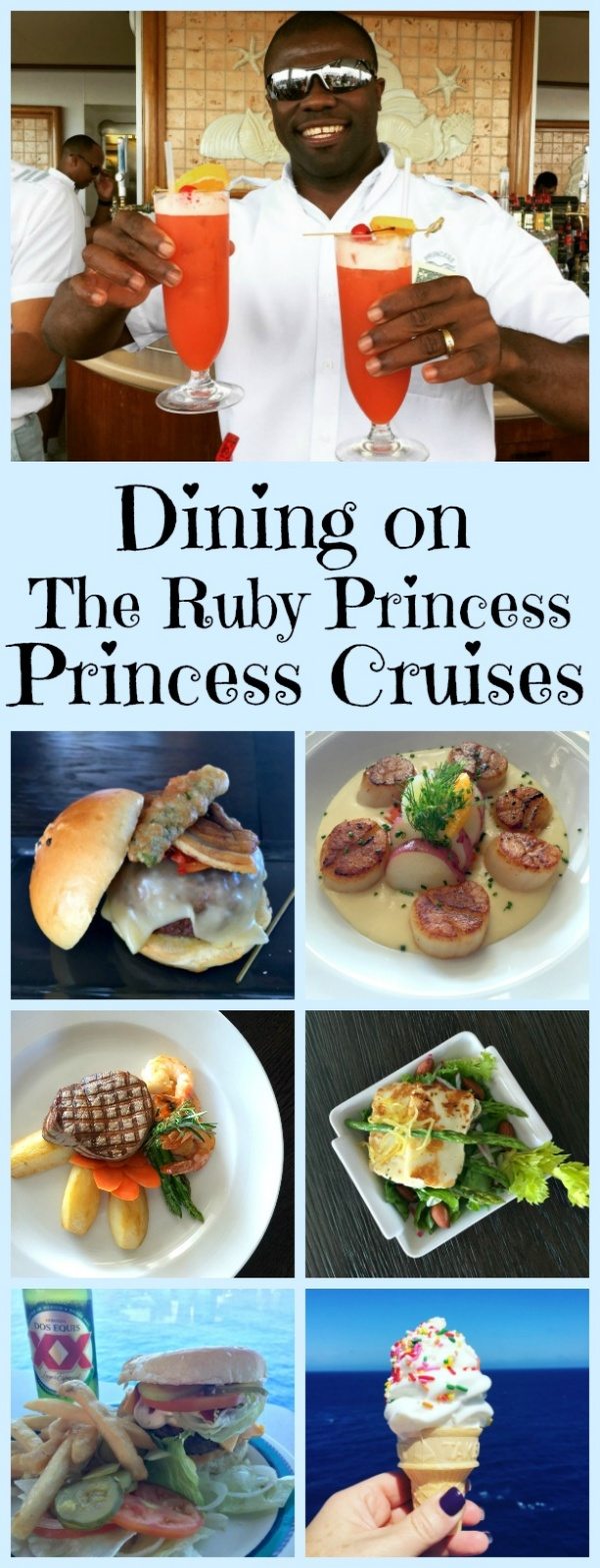 Dining on The Ruby Princess by Princess Cruises Cruise Line - sharing all of the options for casual and specialty dining and culinary experiences on board the ship.