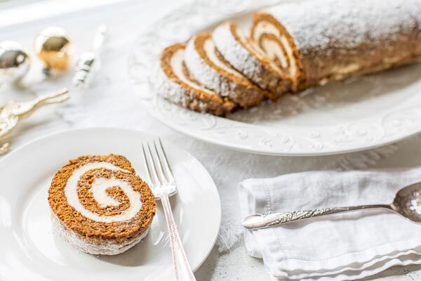 Gingerbread Roll with Lemon Cream Cheese Filling - from RecipeGirl.com