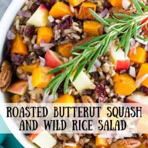 pinterest image for roasted butternut squash and wild rice salad