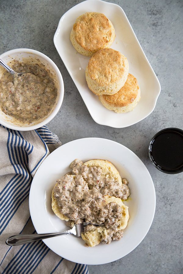 Easy Biscuits and Gravy recipe - from RecipeGirl.com