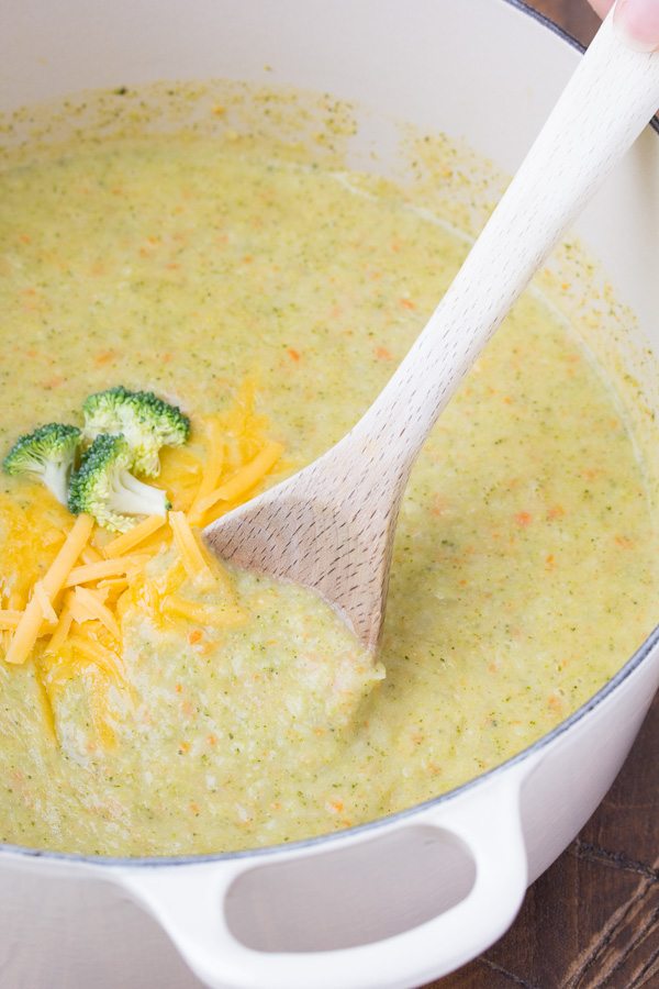 Broccoli Cheddar Soup recipe - from RecipeGirl.com