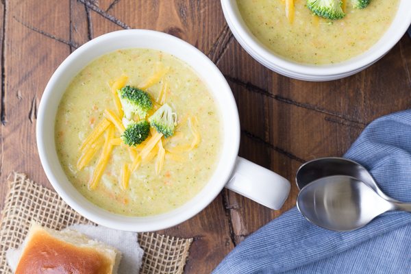 Broccoli Cheddar Soup recipe - from RecipeGirl.com