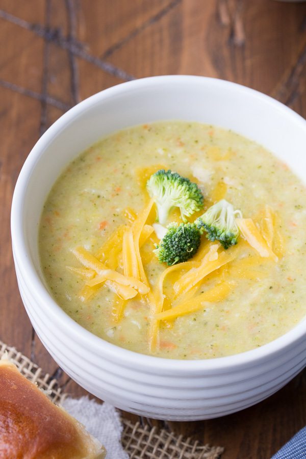 Broccoli Cheddar Soup recipe - from RecipeGirl.com